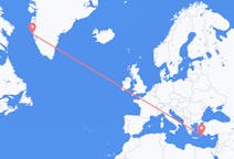 Flyg från Maniitsoq, Grönland till Rhodes, England, Grekland