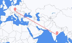 Flyg från Rajahmundry, Indien till Linz, Österrike
