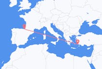 出发地 西班牙从 圣塞巴斯蒂安目的地 希腊科斯岛的航班