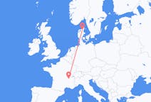 Flyg från Ålborg, Danmark till Lyon, Frankrike
