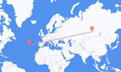 Fly fra Krasnojarsk til Terceira