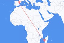 Flyrejser fra Toliara, Madagaskar til Valencia, Spanien