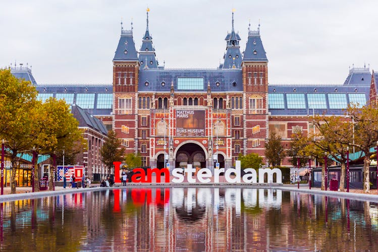 AMSTERDAM, NETHERLANDS - SEPTEMBER 25, 2017: The Rijksmuseum Amsterdam museum area with the words IAMSTERDAM in Amsterdam, Netherlands.