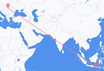 Flyg från Praya, Lombok, Indonesien till Debrecen, Ungern