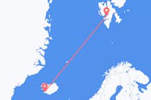 スバールバル諸島とヤンマイエン島のスバールバル諸島から、アイスランドのレイキャビク行きフライト