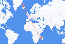 Flyrejser fra Toliara, Madagaskar til Akureyri, Island