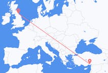 Flyreiser fra Adana, Tyrkia til Newcastle upon Tyne, England