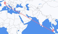 인도네시아 벵쿨루에서 출발해 프랑스 챔베리에게(으)로 가는 항공편