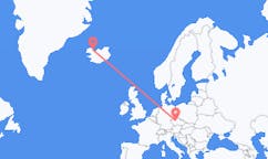 Flyg från Gjogur, Island till Prag, Tjeckien