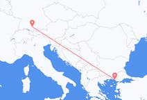 出发地 希腊出发地 亞歷山德魯波利斯目的地 德国梅明根的航班