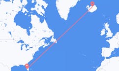 Flyg från staden Fort Myers, USA till staden Akureyri, Island