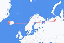 Fly fra Usinsk til Reykjavik