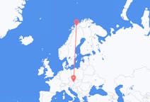 Loty z Bardufossa, Norwegia z Wiedeń, Austria
