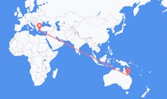Flyreiser fra Moranbah, Australia til Mykonos, Hellas