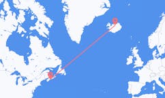 Fly fra byen Halifax til byen Akureyri