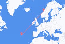 Loty z miasta Horta, Azores do miasta Ørland