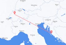 Vluchten van Bern, Zwitserland naar Zadar, Kroatië