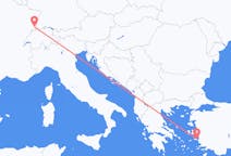 瑞士出发地 Mulhouse飞往瑞士目的地 萨摩斯的航班