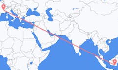 Flyreiser fra Banjarmasin, Indonesia til Grenoble, Frankrike