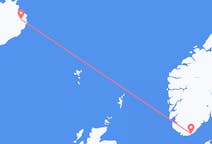 Vluchten van Egilsstaðir, IJsland naar Kristiansand, Noorwegen