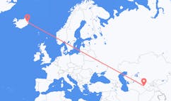 航班从乌兹别克斯坦布哈拉市到埃伊尔斯塔济市，冰岛塞尔
