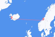Flights from Reykjavik in Iceland to Trondheim in Norway