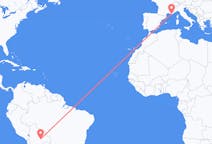 Flyreiser fra Santa Cruz de la Sierra, Bolivia til Toulon, Frankrike