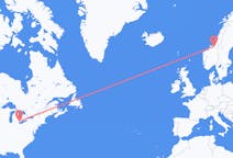 Flights from Detroit, the United States to Trondheim, Norway