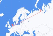 Fly fra Vorkuta til Amsterdam