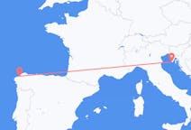 Flyreiser fra Pula, Kroatia til La Coruña, Spania