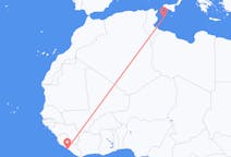 Loty z Monrovia, Liberia z Lampedusa, Włochy