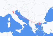 イタリアのボローニャからから、ギリシャのリムノス島までのフライト