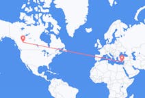 Flyreiser fra Dawson Creek, Canada til Páfos, Kypros