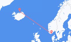 Flyg från Grimsey, Island till Kristiansand, Norge