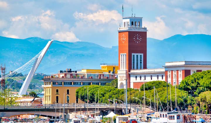 View of the Pescara city hall and surrounding buildings, Pescara, Italy.