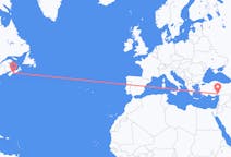 Vluchten van Halifax, Canada naar Adana, Turkije