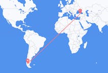 Flyreiser fra El Calafate, Argentina til Samsun, Tyrkia