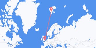 Flüge von das Vereinigte Königreich nach Spitzbergen und Jan Mayen