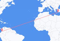 Flyg från Cali, Colombia till Rhodes, England, Grekland