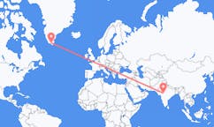 Flyg från Indore, Indien till Narsarsuaq, Grönland