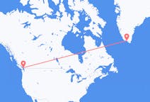 캐나다 밴쿠버에서 출발해 그린란드 카코르톡으로(으)로 가는 항공편