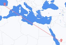 出发地 沙特阿拉伯出发地 奈季蘭目的地 西班牙桑坦德的航班