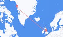 Vluchten van Upernavik, Groenland naar Manchester, Engeland