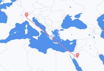 Flyg från Tabuk, Saudiarabien till Milano, Italien
