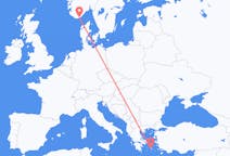 Flights from Naxos, Greece to Kristiansand, Norway