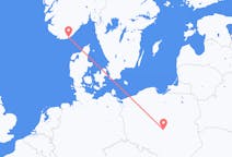 Vluchten van Kristiansand, Noorwegen naar Lodz, Polen