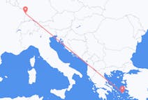 Flights from Strasbourg, France to Icaria, Greece