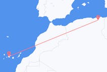 出发地 阿尔及利亚出发地 君士坦丁目的地 西班牙特内里费岛的航班