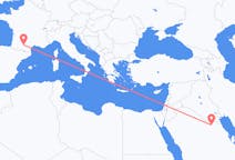 Flyrejser fra Qaisumah, Saudi-Arabien til Toulouse, Frankrig