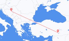 来自波斯尼亚和黑塞哥维那图兹拉目的地 土耳其阿德亚曼的航班